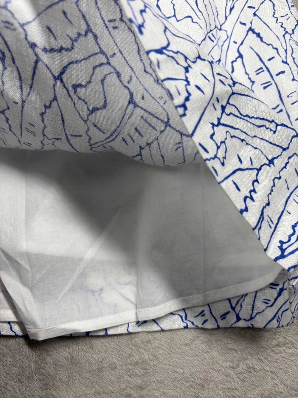 Staud Perla Blue White Palm Linen Cut Out Preppy Short Sleeve Cocktail Dress 10 - Picture 7 of 16